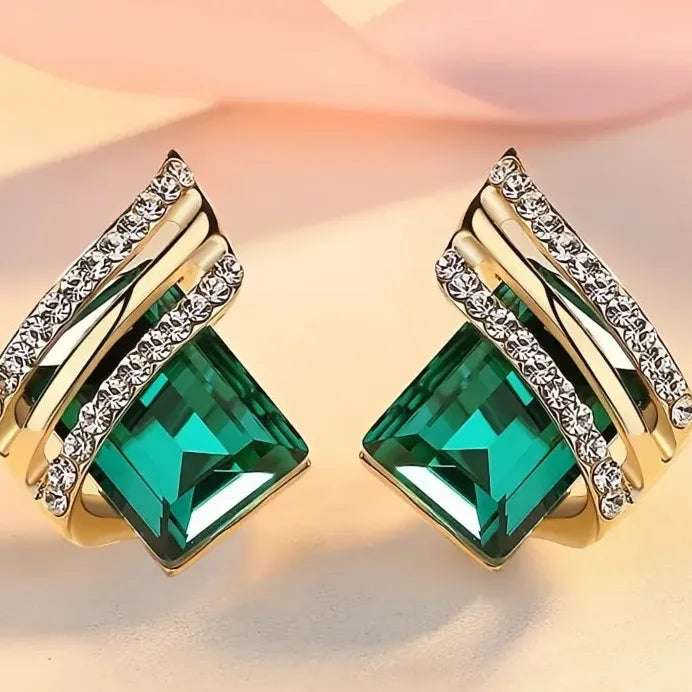 Geometric Cubic Zirconia Stud Earrings for Women Wedding Jewelry Gifts