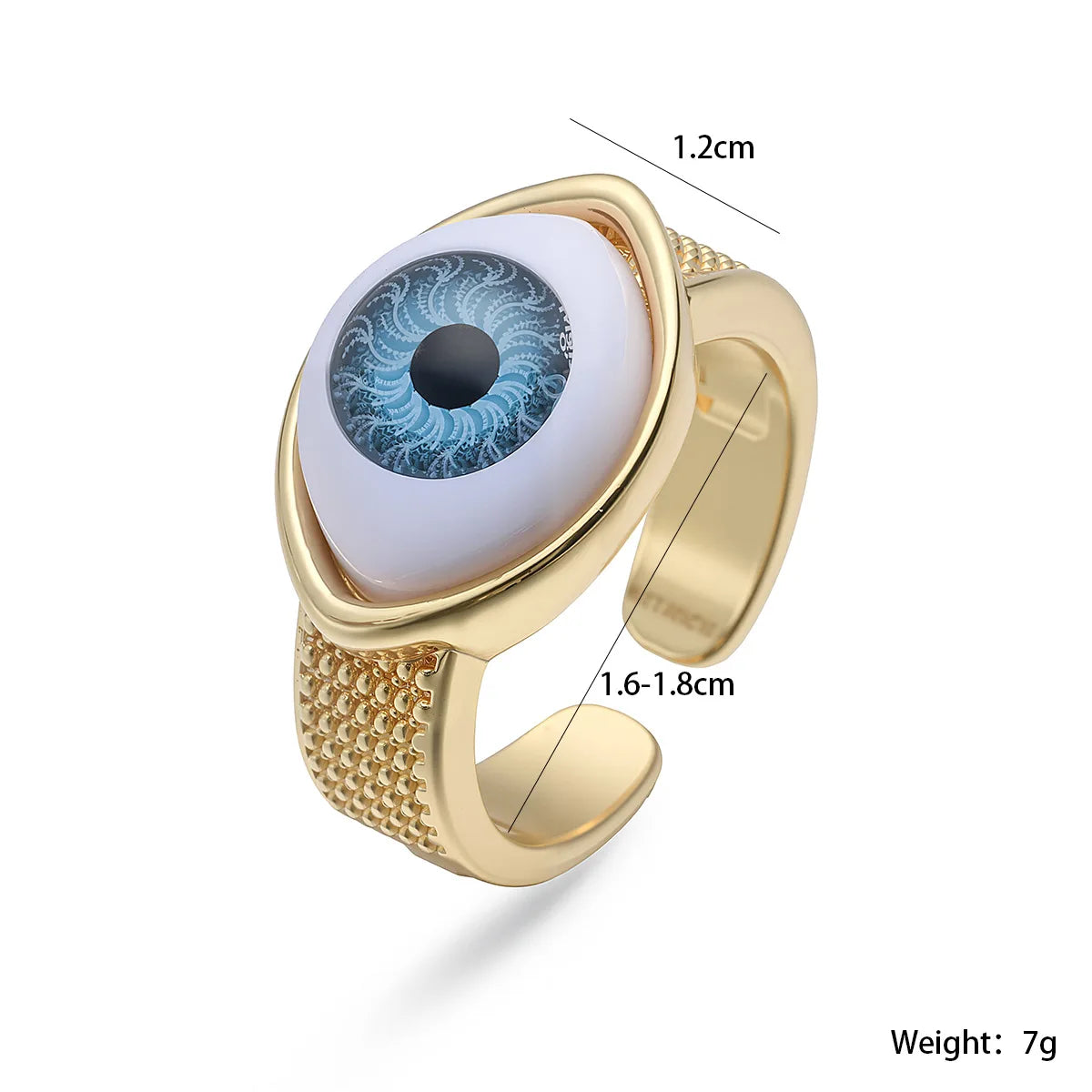 Stainless Steel 18k Gold Plated Chunky White Opal Evil Eye Geometric Ring Women