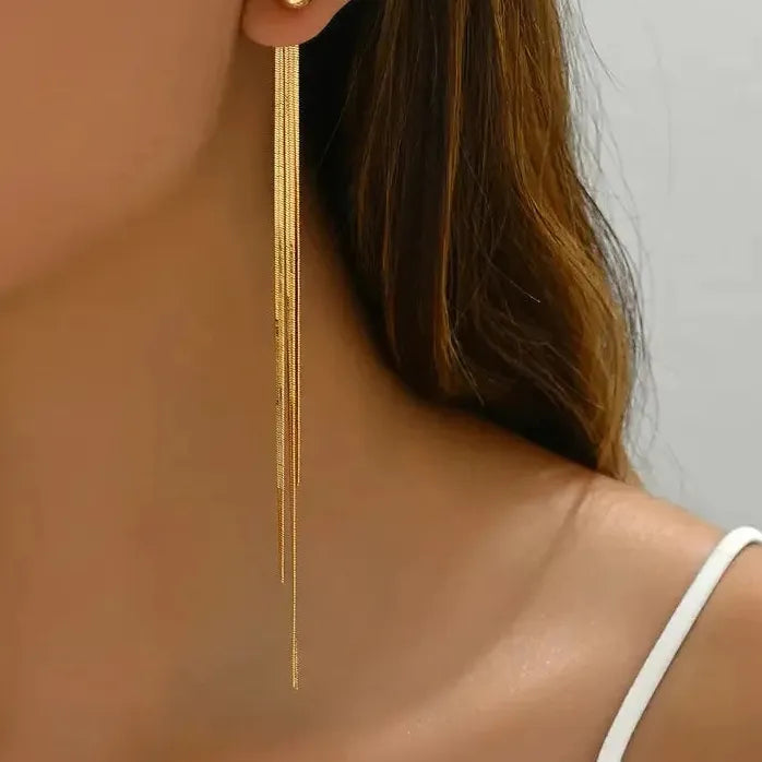 Bohemia Metallic Long Tassel Butterfly Dangle Earrings for Women Jewelry Gift
