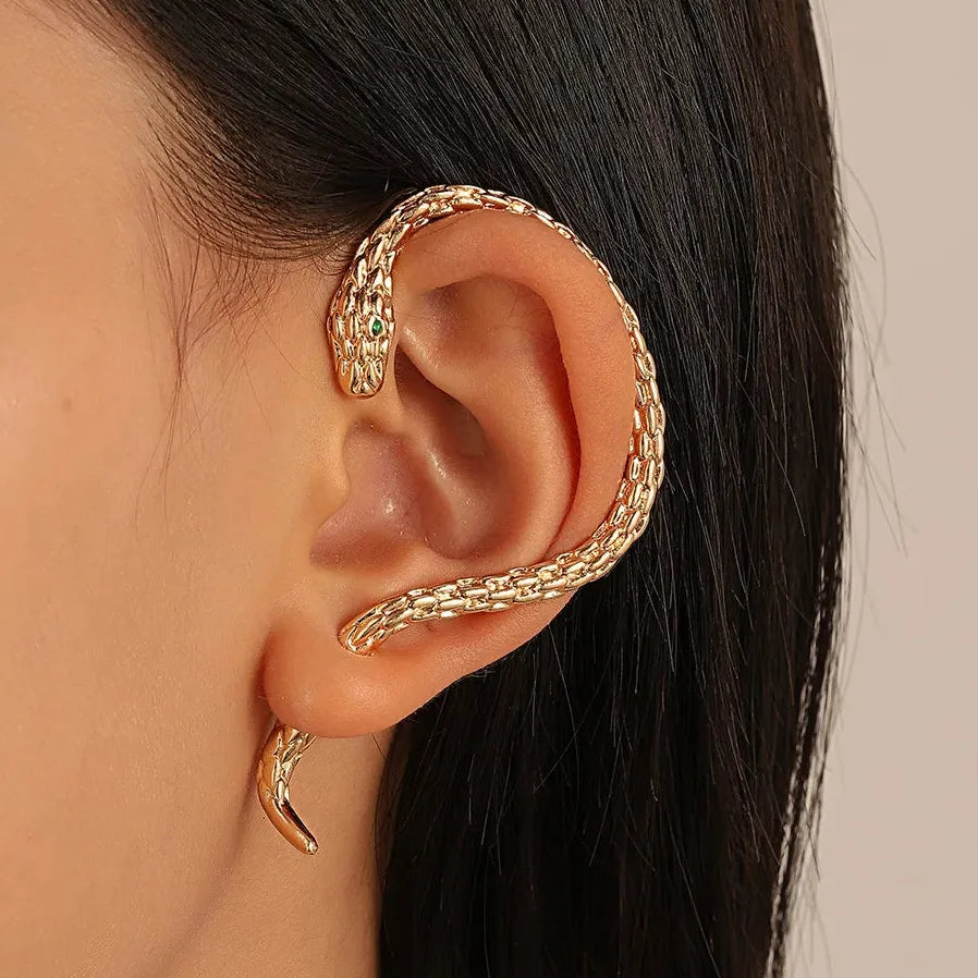 2024 Punk Skeleton Spike Silver Metal Clip-On Earrings Unisex Gift Jewelry