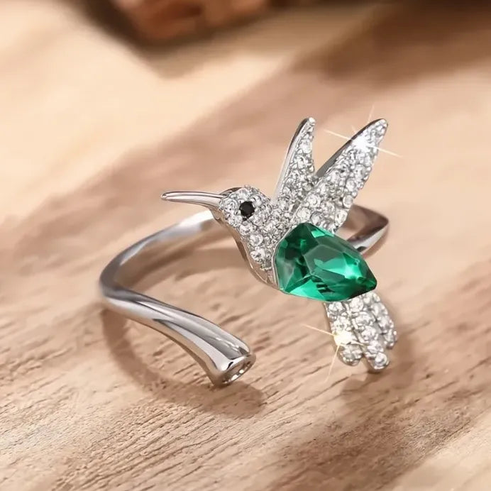Bird Cocktail Ring for Women with Shiny Cubic Zirconia Brass Jewelry