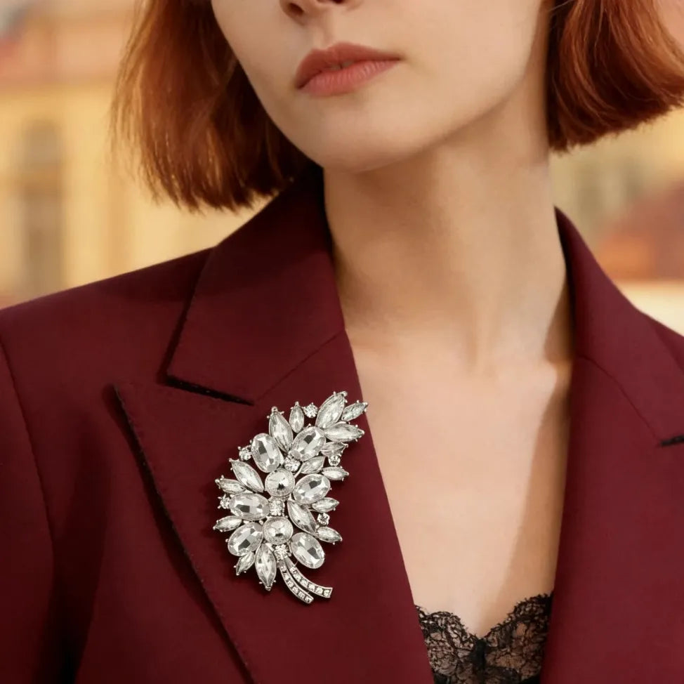 Luxury Floral Brooch Pin Elegant Classic Jewelry Accessory for Women