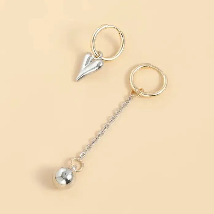 Asymmetry Heart-Shaped Pendant Earrings for Women Men Vintage Jewelry