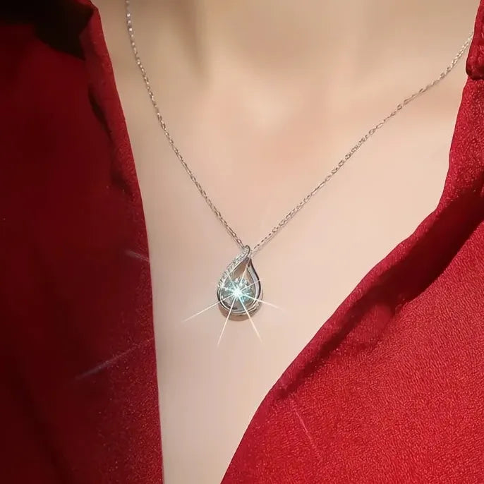 Copper Alloy Geometric Pendant Necklace with Cubic Zirconia Wedding Jewelry