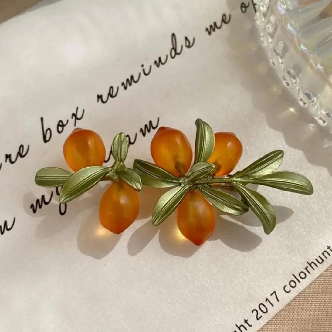 Luxury Lucite Orange Berry Women's Brooch Classic Elegant Gift Accessory