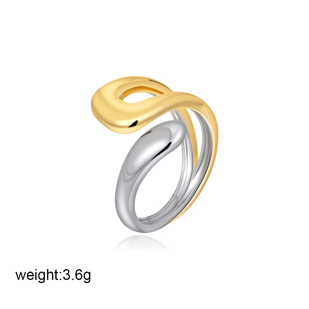 18K Gold Plated Copper Two Toned Cross Ring Waterproof Non-Tarnish Punk Jewelry