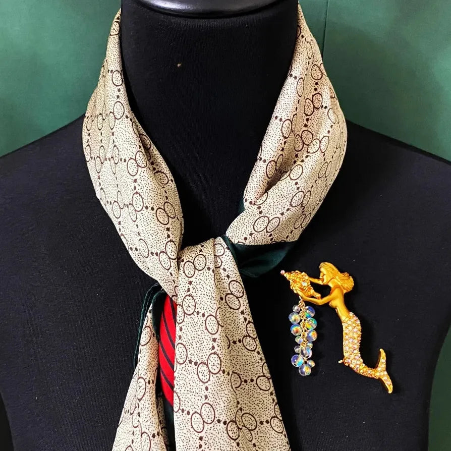 Luxury Mermaid Tassel Brooch Pin Jewelry for Men Women Party Accessory