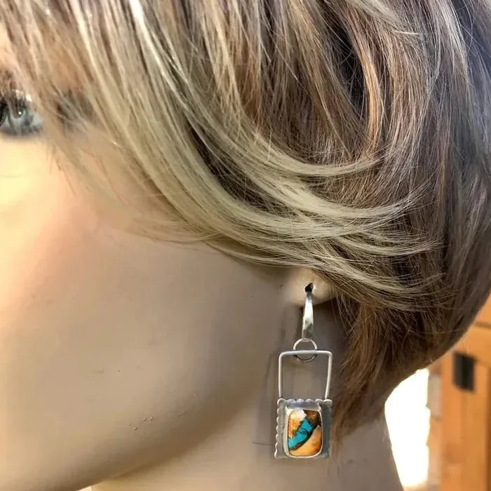 Vintage Bohemian Resin Drop Earrings Zinc Alloy Jewelry for Men & Women Gift