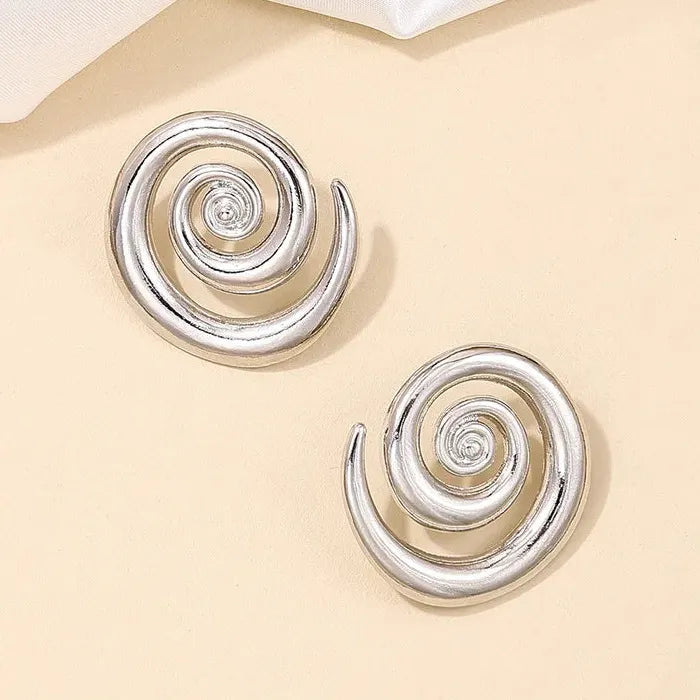 Vintage Metal Irregular Spiral Vortex Stud Earrings Women Trendy Jewelry 2026