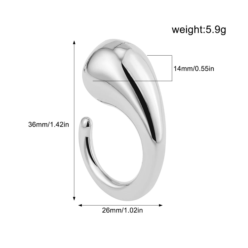 Silver Color Copper Geometric Hammered Dome Chunky Knuckle Ring for Women