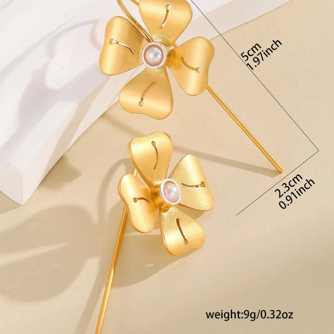Gold and Silver Petal Drop Earrings for Women Zinc Alloy Bohemian Jewelry
