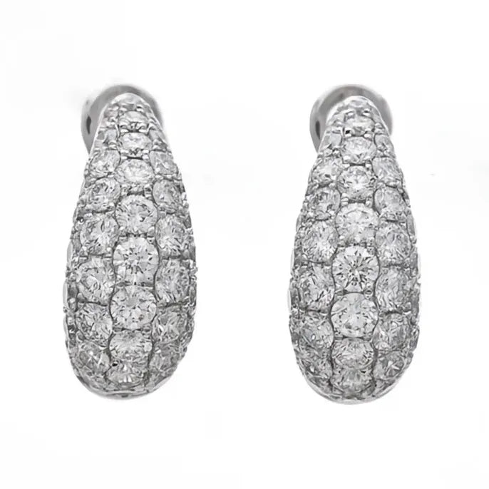Silver Geometric Hoop Earrings with Cubic Zirconia for Wedding & Party