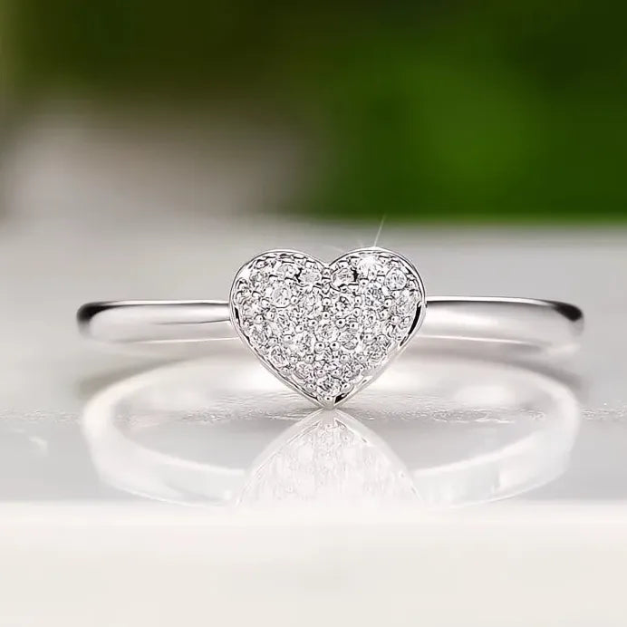 Brass Heart Wedding Ring for Women with Cubic Zirconia Anniversary Gift