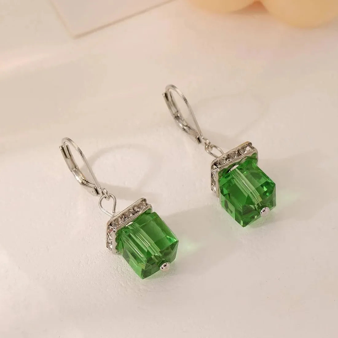 Silver Drop Earrings for Women Blue Pink White Purple Crystal Zircon Jewelry