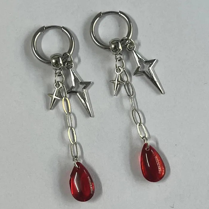 Waterdrop Zircon Tassel Zinc Alloy Earrings Punk Gothic Y2K Jewelry