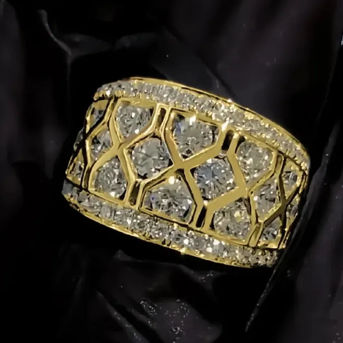 Women’s Geometric Cubic Zirconia Brass Wedding Engagement Ring