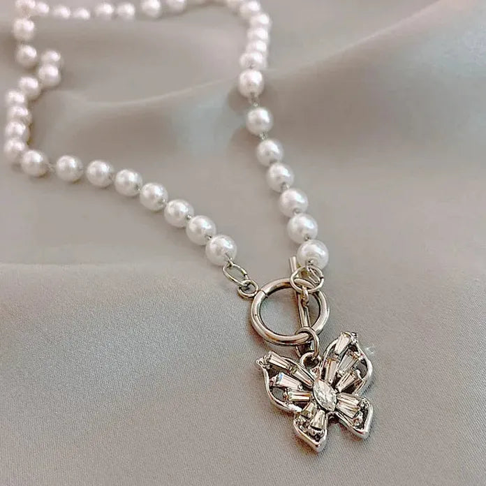 Vintage Camellia Pearl Pendant Necklace for Women Wedding Jewelry Gift