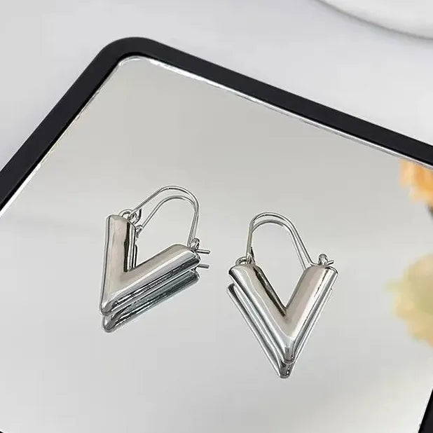 Copper Alloy Chunky Smooth Metal Hoop Earrings Women Girls Punk Jewelry