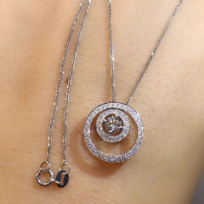 Geometric Circle Pendant Necklace for Women Copper Alloy Bridal Jewelry