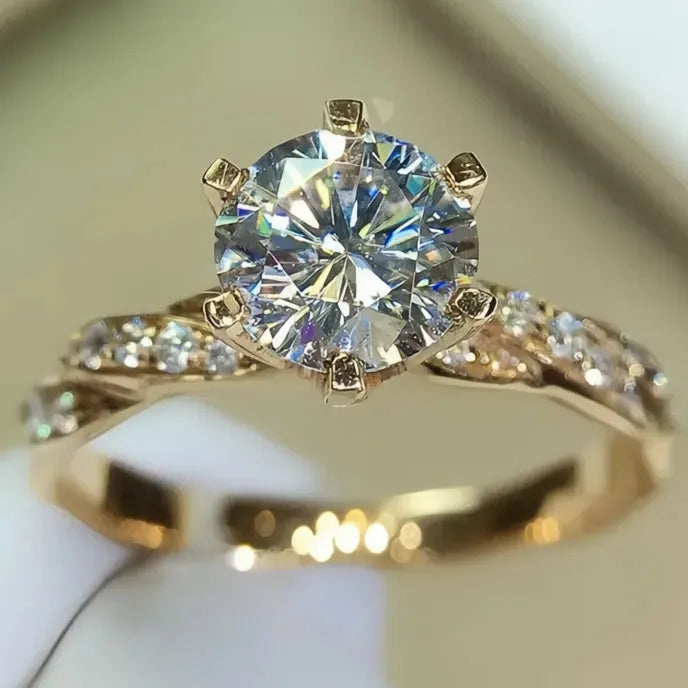 Luxury Women Wedding Rings Cubic Zirconia Gold Color Engagement Proposal Fashion Jewelry