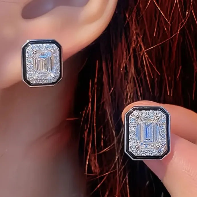 Geometric Cubic Zirconia Stud Earrings for Women Stylish Daily Wear Jewelry