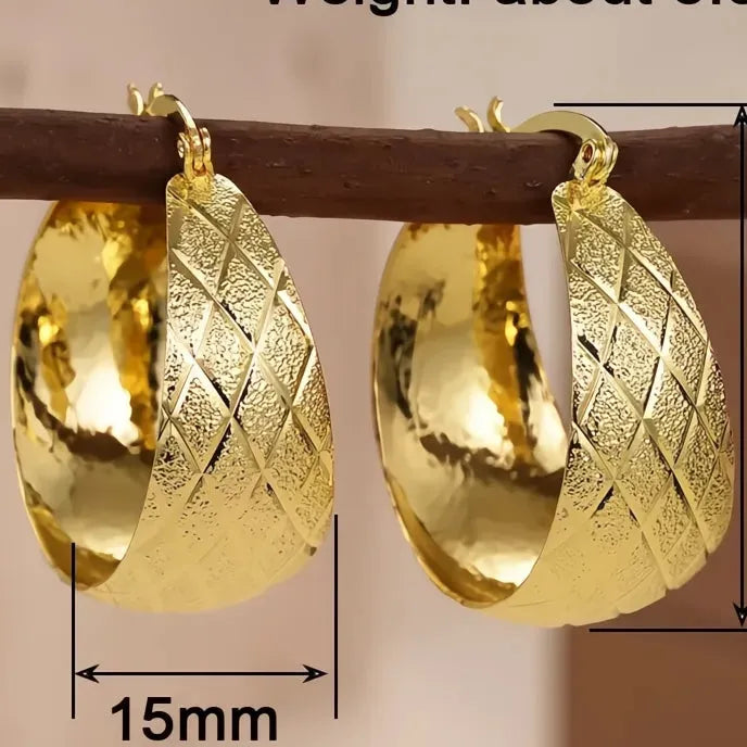Charming Women’s Gold Color Brass Geometric Hoop Earrings Luxury Wedding Jewelry