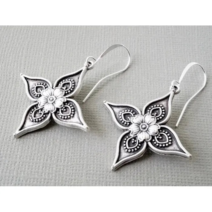 Vintage Bohemian Flower Drop Earrings Zinc Alloy Women's Charm Jewelry Gift