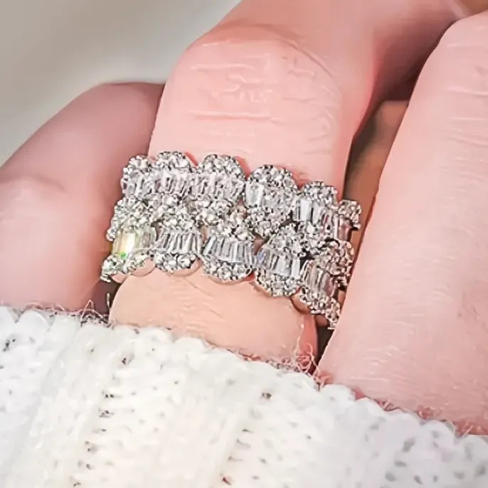 Women’s Geometric Brass Ring with Sparkling Cubic Zirconia Jewelry