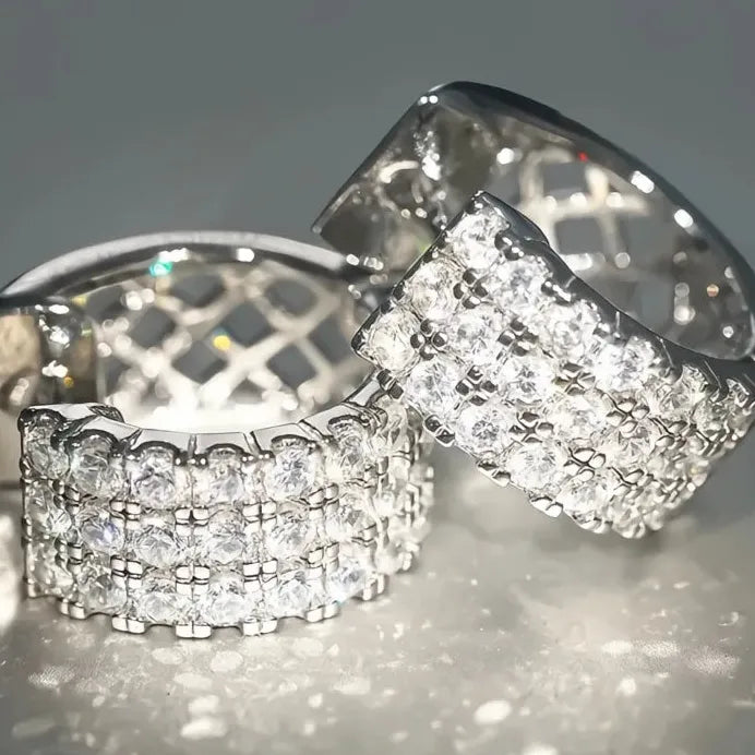 Women's Geometric Hoop Earrings with Sparkling Cubic Zirconia Stones