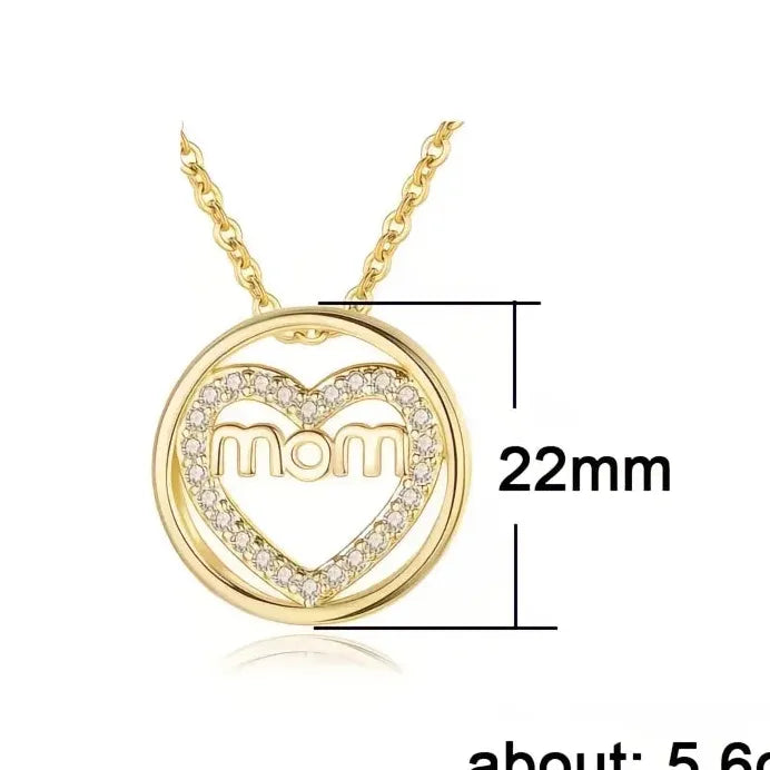 Women's Trendy Round Love CZ Pendant Necklace Stylish Fashion Gift Mom