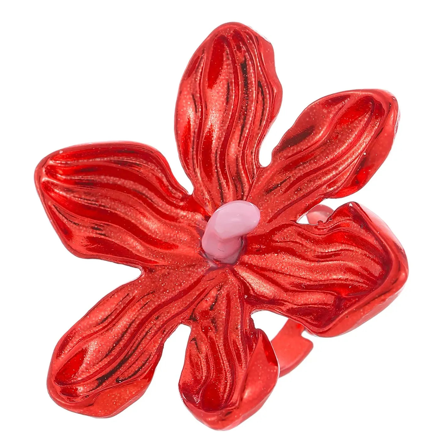 Adjustable Flower Ring Featuring Colorful Plant Pattern for Women Jewelry