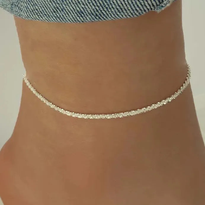 Elegant Silver Zinc Alloy Geometric Anklet for Women Beach Jewelry