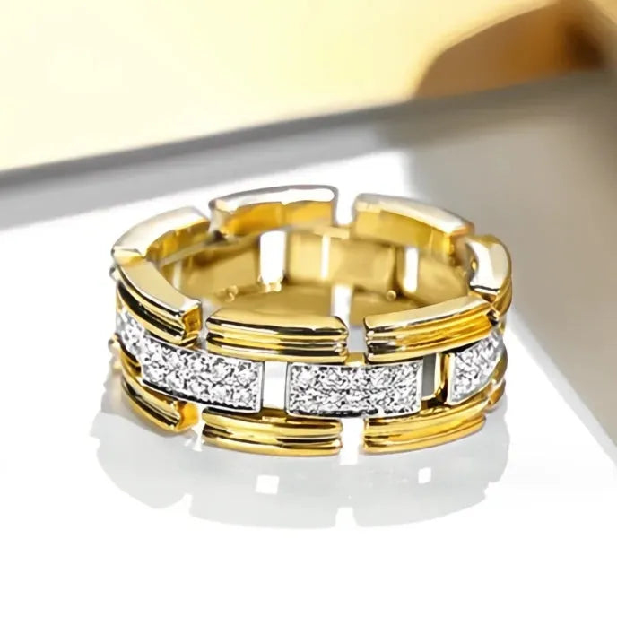 Fashion Geometric Cubic Zirconia Brass Rings for Women Chic Party Engagement Jewelry