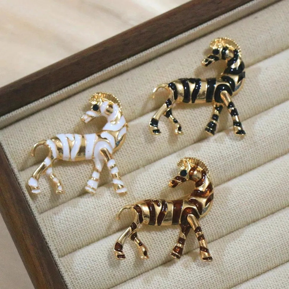 Luxury Zebra Animal Brooch Pin Classic Style Gift for Men Women