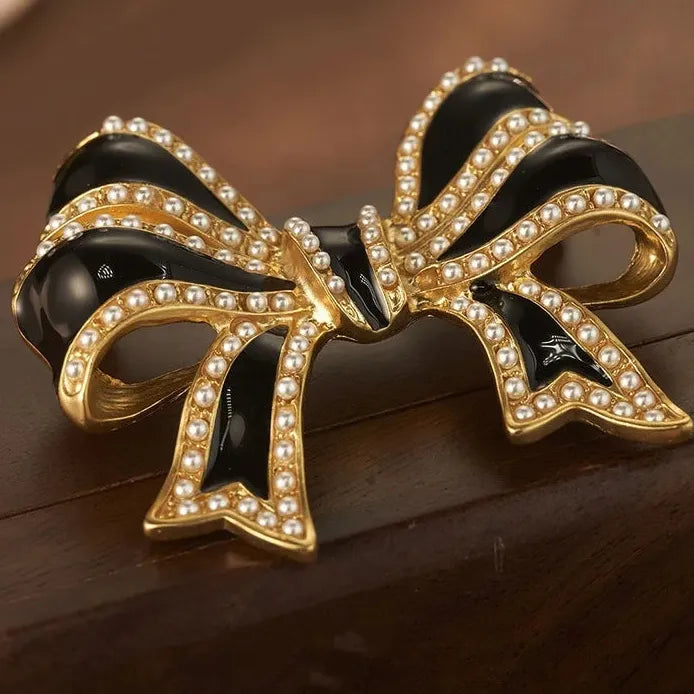 Vintage Ladies Bow Brooch Retro Fashion Jewelry Accessory for Women
