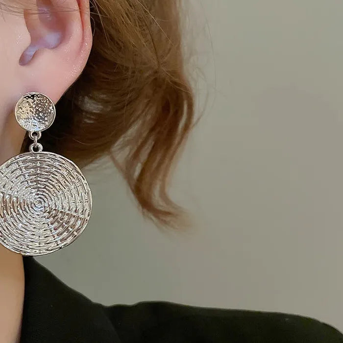 Exaggerated Round Geometric Zinc Alloy Drop Earrings for Women Gift