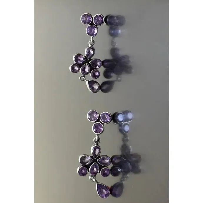 Vintage Bohemian Women's Purple Crystal Drop Earrings Ethnic Pendant Jewelry Gift