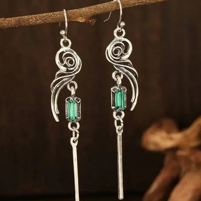 Vintage Zinc Alloy Irregular Geometric Spiral Tassel Earrings for Women Small Pendant