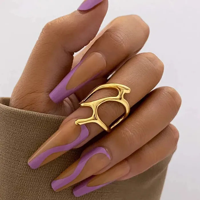 Adjustable Vintage Gold Geometric Hollow Stainless Steel Mood Tracker Ring for Women Men
