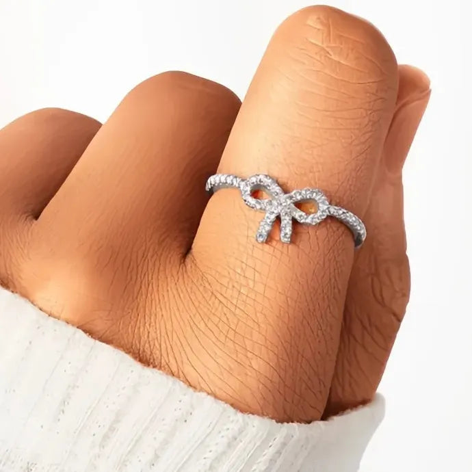 Bowknot Cubic Zirconia Brass Engagement Ring for Women Wedding Jewelry
