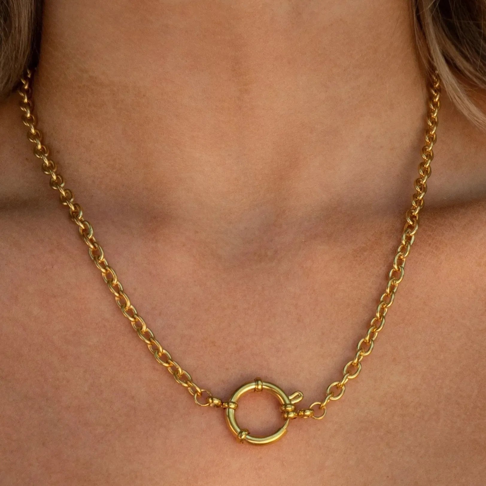 Gold Plated Stainless Steel Geometric Animal Charm Pendant Necklace Trendy Jewelry