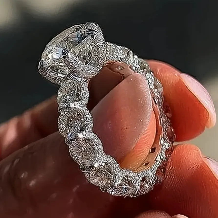 Geometric Eternity CZ Wedding Engagement Ring for Women 2023 Luxury