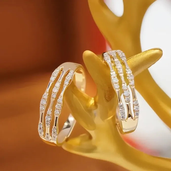 Elegant Gold Color Women’s Brass Wedding Ring with Cubic Zirconia