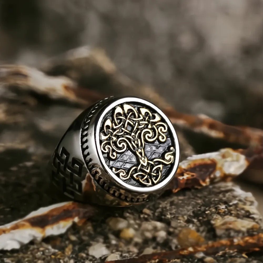 Viking Tree of Life Ring – Stainless Steel Yggdrasil Nordic Mythology Ring