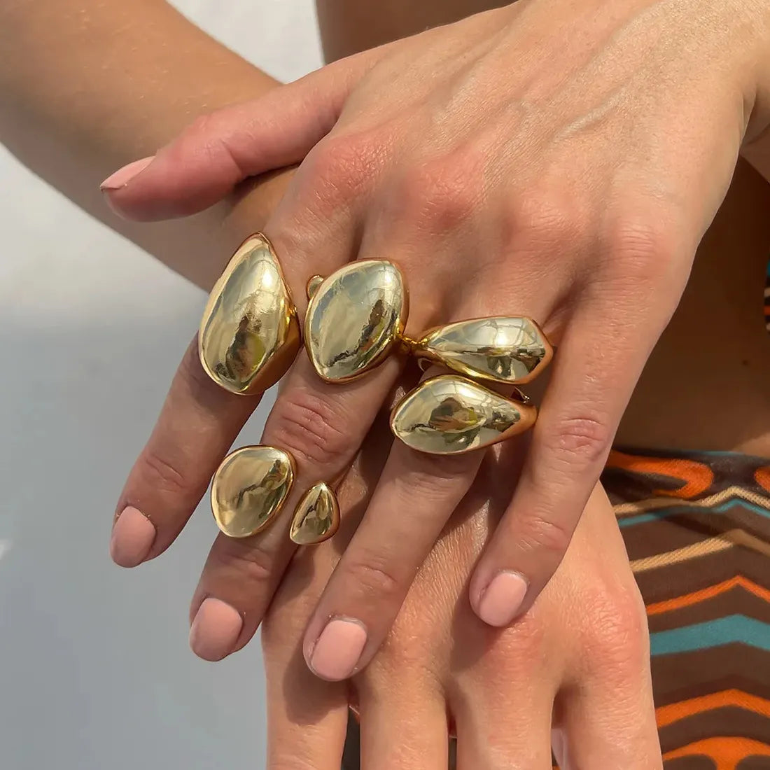 4Pcs Punk Geometric Square Open Rings for Women Men Fashion Jewelry