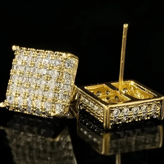 Square Micro Paved Cubic Zirconia Stud Earrings for Women Jewelry