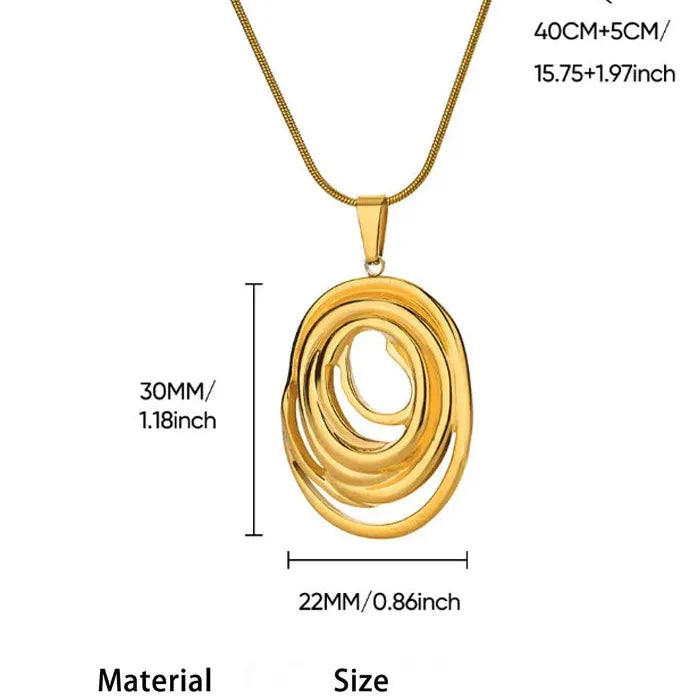 Stainless Steel Spiral Round Geometric Necklace Gold Choker for Women Girls