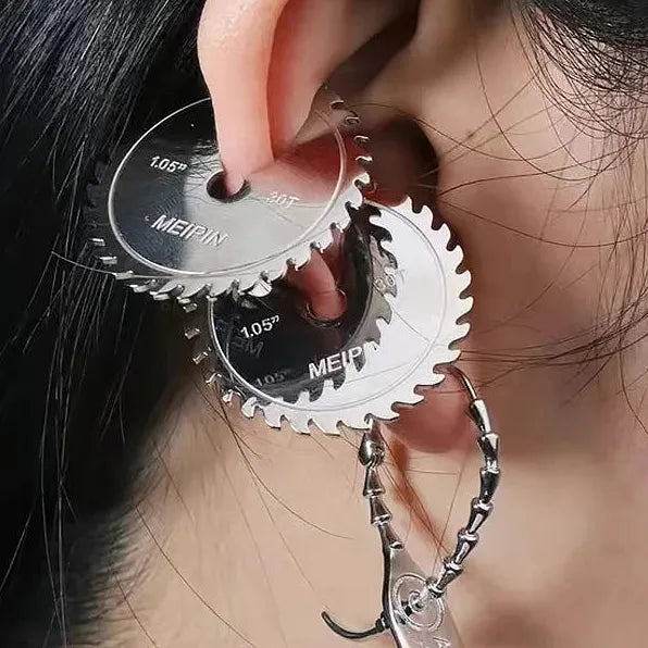 2024 Cyberpunk Gear Anti-theft Buckle Copper Alloy Stud Earrings Set Gift