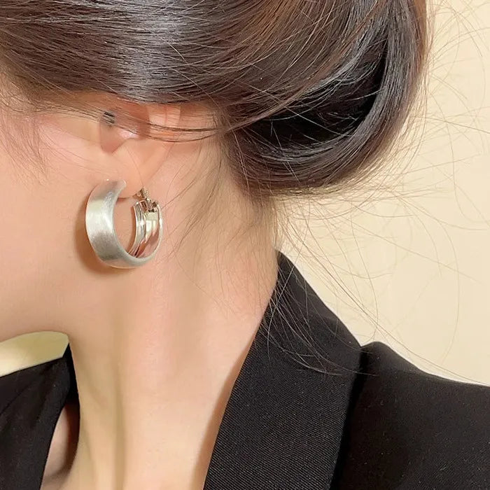 Large Luxury Copper Geometric Matte Hoop Earrings for Women
