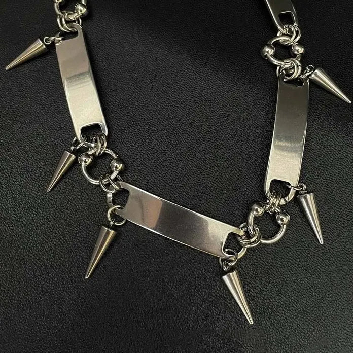 Titanium Steel Rivet Choker Necklace Unisex Punk Hip Hop Metal Collar Jewelry